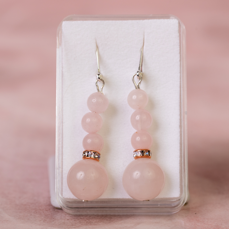 Náušnice Ruženín 3 malé guličky, 1 veľká gulička, striebro 