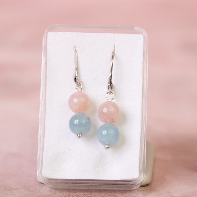 Náušnice Morganit, striebro