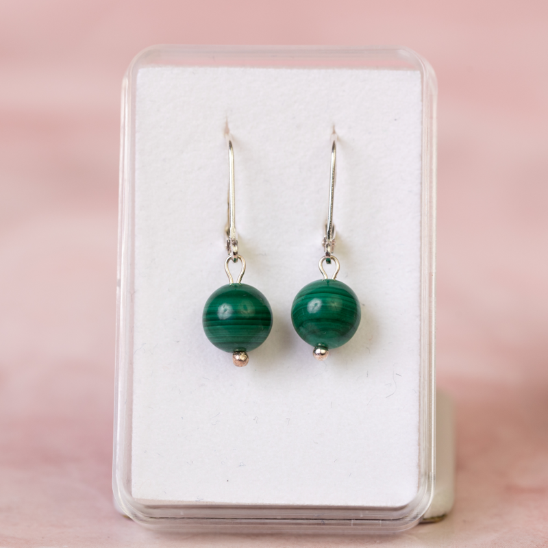 Náušnice Malachit, striebro
